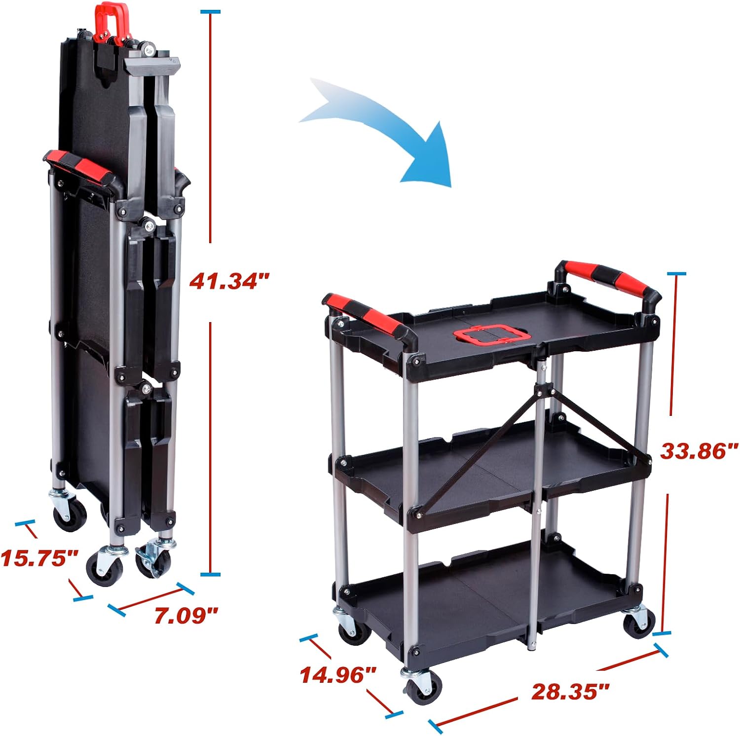 Трехъярусная складная тележка- – обзор и цена Tools For Garage Workshop